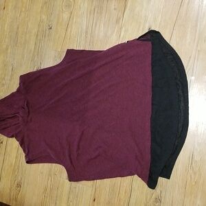 Edgar + Ash burgundy and black sleeveless hoodie top sz L EUC